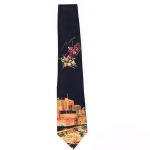 Mark Alexander Mens Silk Tie City Christmas Nashville Santa Sleigh Black Novelty